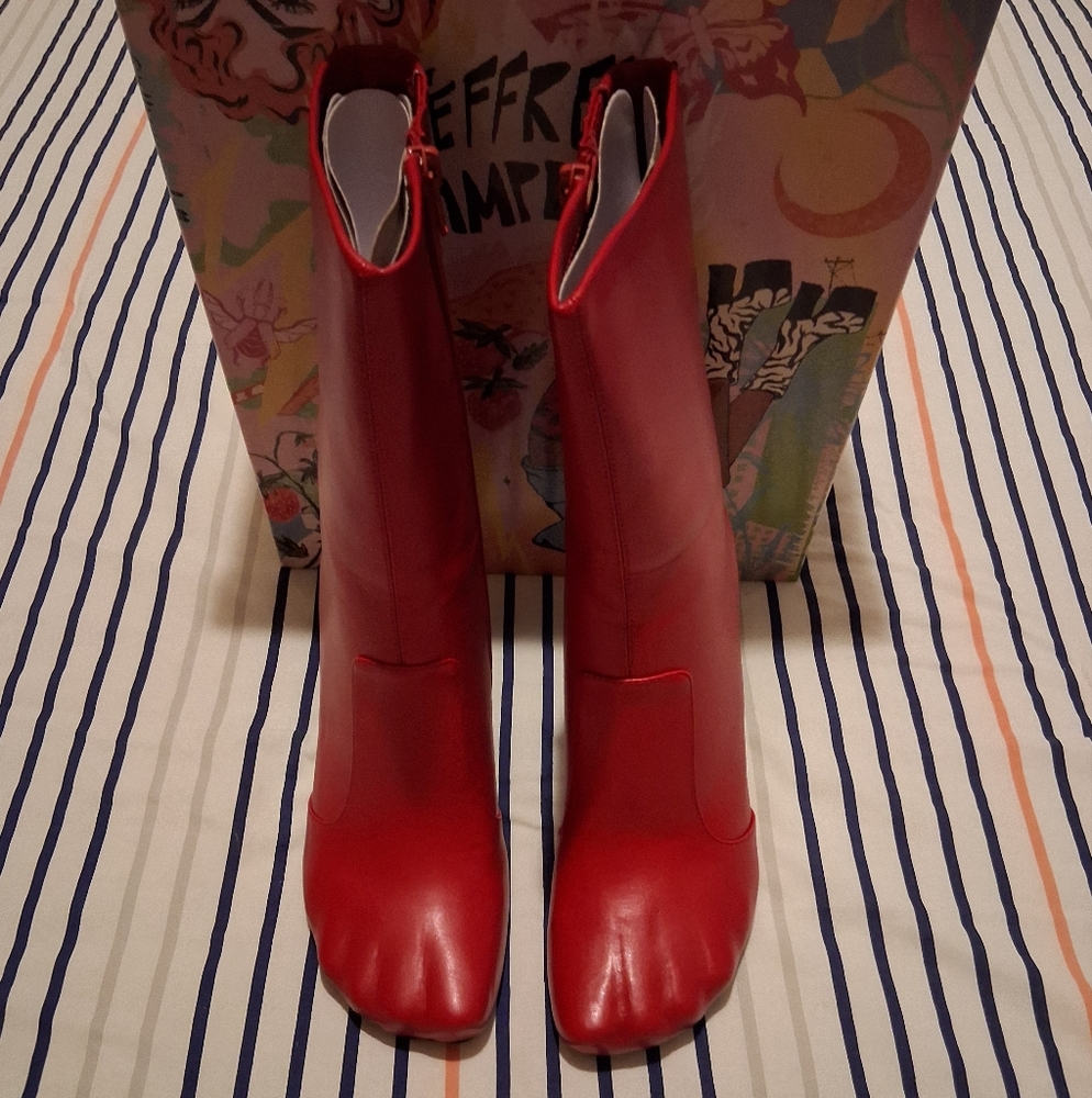 Jeffrey Campbell Red Heeled Boots Bold Statement - Picture 3 of 15